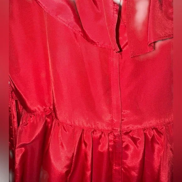 Vintage Gunne Sax Red Ruffle Dress Cottagecore Renaissance Gown - Picture 8 of 15